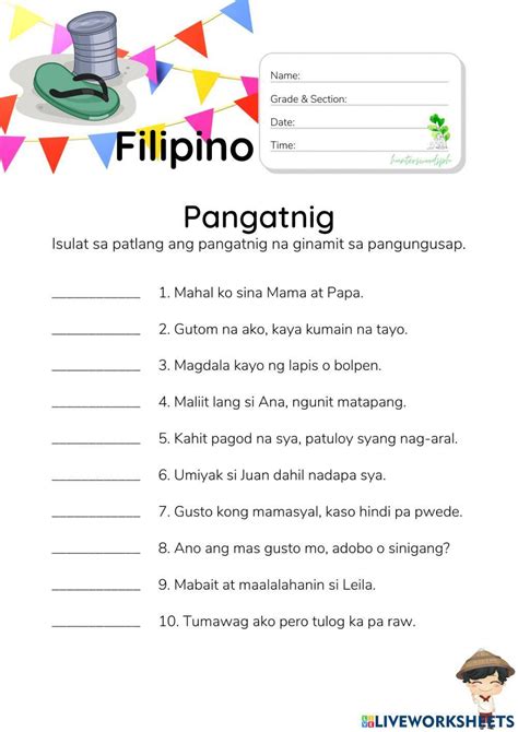 kantutan in a sentence tagalog with answer grade|Pangatnig Worksheets (Part 1) .